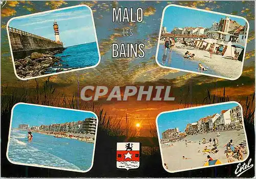 Cartes postales moderne Malo Les Bains (Nord) La jetee et sa balise la plage et la digue Promenade La Cote d'Opale