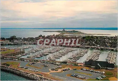 Moderne Karte Saint Vaast la Hougue (Manche) Un port dans la ville Le Yacht Club vue partielle
