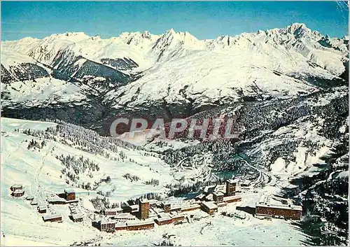 Cartes postales moderne Savoie La Plagne vue d'ensemble de la station et le massif du Mont Blanc