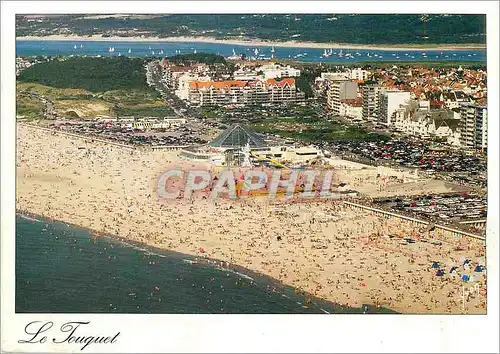 Moderne Karte Le Touquet Paris Plage (Pas de Calais) Vue aerienne de la plage couleurs et Lumiere de France