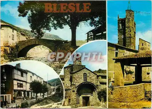 Moderne Karte Blesle (Haute Loire) Le Pont sur la Voireze Les quais du Merdon L'eglise Saint Pierre (XIIe s) L