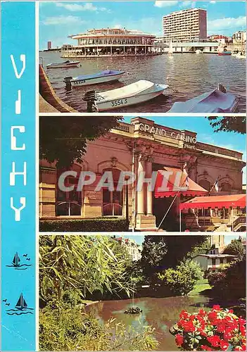 Cartes postales moderne Vichy la Rotonde du Lac et Port Entree Principale du Casion un coin du Parc