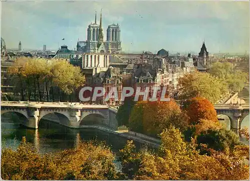 Moderne Karte Paris Notre Dame et la Cite Couleurs et Lumiere de France