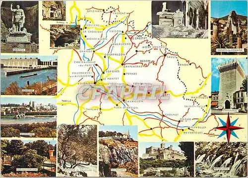 Cartes postales moderne Carte touristique du vaucluse Orange Mont Ventoux Vaison la Romaine
