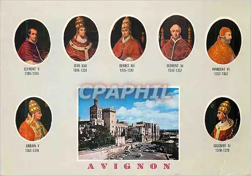 Moderne Karte Avignon (vaucluse) les 7 papes ayant regne en avignon de 1309 a 1378 Clement V Jean XXII Benoit