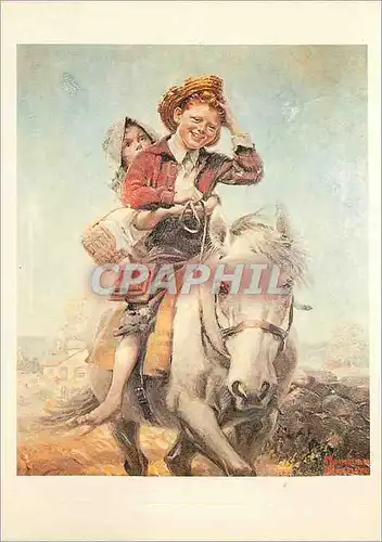 Cartes postales moderne Norman rockwell 1894 1978 garcon et fille a cheval