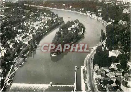 Moderne Karte Saint rambert  l ile barbe (rhone) vue aerienne sur la vallee de la saone