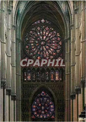 Moderne Karte Reims (marne) la cathedrale la nef et la rosace