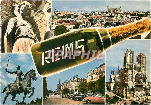 Moderne Karte En champagne reims (marne) l ange au sourire panorama jeanne d arc