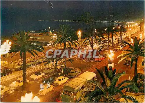 Cartes postales moderne Nice la cote d azur promenade des anglais vue de nuit