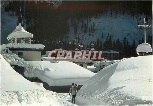 Moderne Karte Savoie pralognan la vanoise parc de la vanoise ambiance hivernale le clocher sous la neige