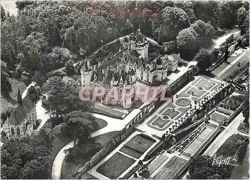 Cartes postales moderne Rigny usse (i et l) les chateaux de la loire vue aerienne le chateau la chapelle et la pelouse