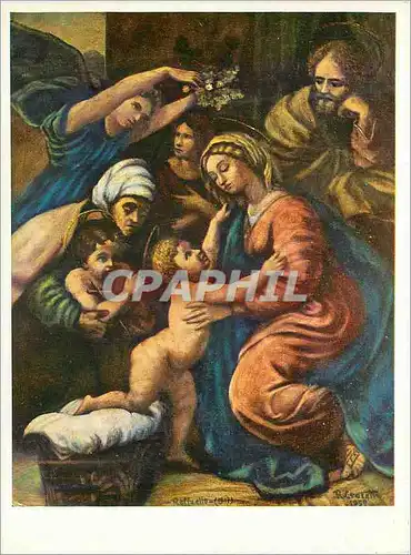 Cartes postales moderne La sainte famille peint avec la bouche