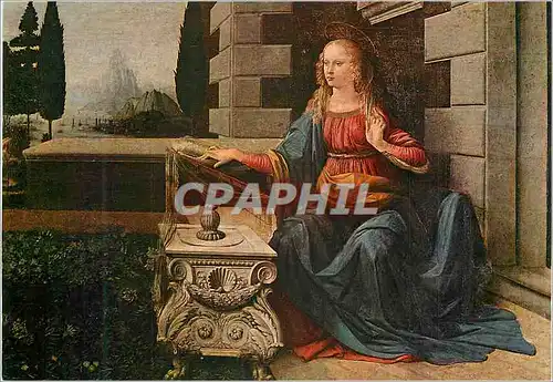 Cartes postales moderne Firenze gallerie uffizi leonardo da vinci l annonciation (detail)