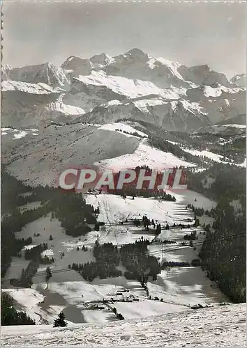 Cartes postales moderne Les cets (haute savoie) 1200 m le mont blanc vu du chery