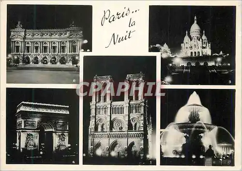 Moderne Karte Paris la nuit notre dame l opera le sacre coeur l arc de triomphe place de la concorde