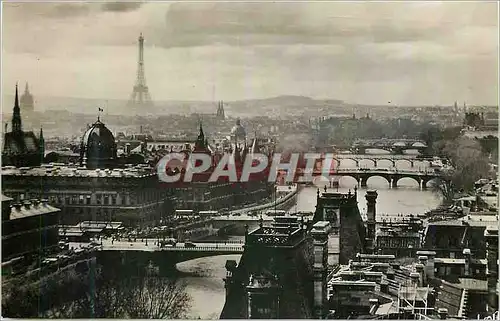 Moderne Karte Paris en flannant perspective des sept ponts Tour Eiffel