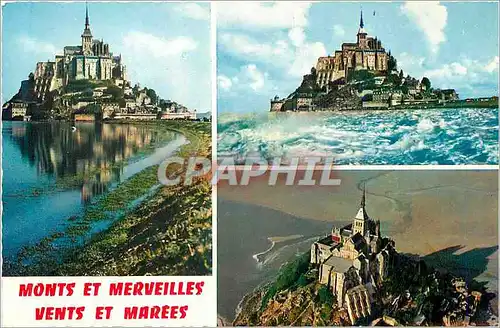 Cartes postales moderne Le mont saint michel vue generale l arrivee cote sud a maree haute vue aerienne