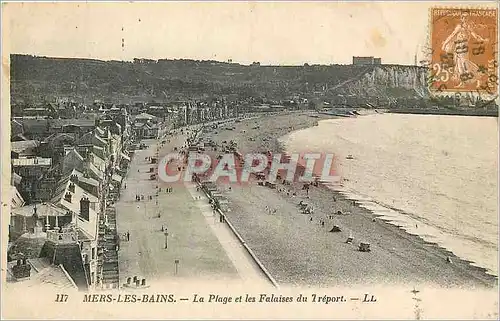 Cartes postales Mers les bains la plage et les falaises du treport