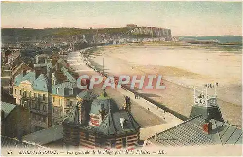 Cartes postales Mers les bains vue generale de la plage prise de la falaise