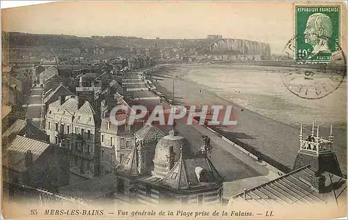 Cartes postales Mers les bains vue generale de la plage prise de la falaise