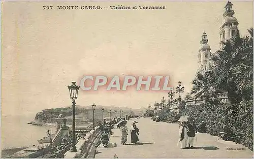 Cartes postales Monte carlo theatre et terrasses