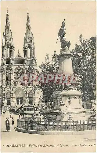 Cartes postales Marseille eglise des reformes et monument des mobiles