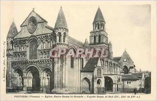 Cartes postales Poitiers(vienne) eglise notre dame la grande facade ouest et sud(xi xii et xv)