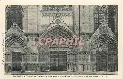 Cartes postales Poitiers(vienne) cathedrale st pierre les grandes portes de la facade ouest(xvi s)
