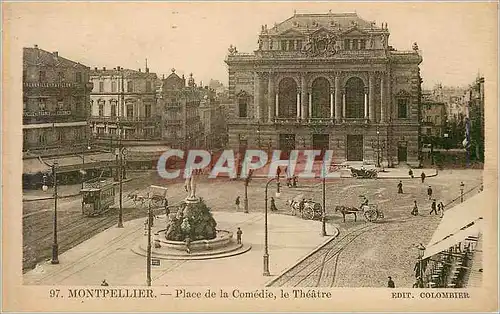 Cartes postales Montpellier place de la comedie le theatre Tramway