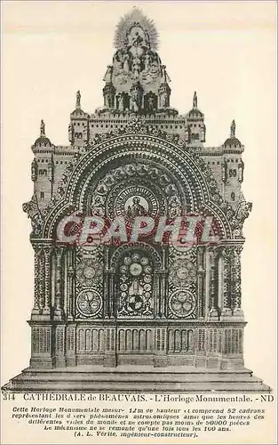 Cartes postales Cathedrale de beauvais l horloge monumentale