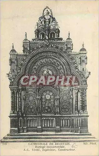 Cartes postales Cathedrale de beauvais horloge monumentale