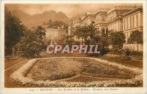 Cartes postales Menton les jardins et le casino