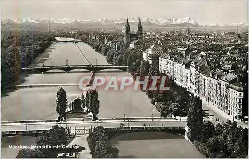 Cartes postales moderne Munchen isarpartie mit gebirge