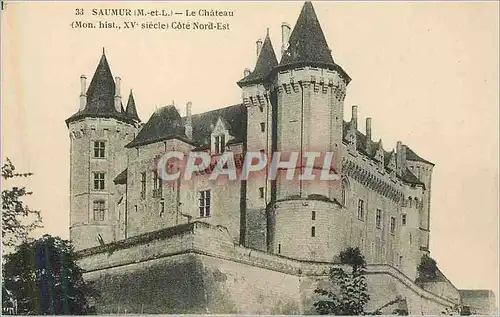 Cartes postales Saumur (m et l) le chateau (mon hist xv siecle) cote nord est