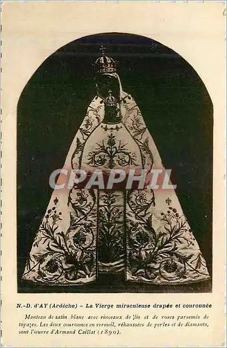 Cartes postales moderne N d d ay (ardeche) la vierge miraculeuse drapee et couronnee