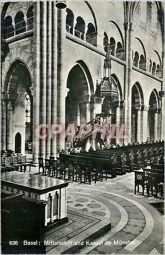 Cartes postales moderne Basel mittelschiff und kanzel in munster