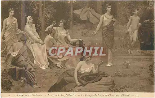 Cartes postales Paris la sorbonne le grand amphitheatre La fresque de Puvis de Chavannes Detail