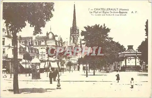 Cartes postales moderne Chatellerault (vienne) le mail et l eglise st jean baptiste