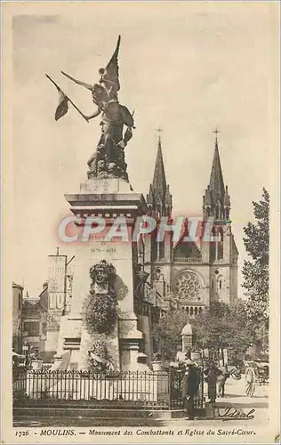 Ansichtskarte AK Moulins monument des combattants et eglise du sacre coeur