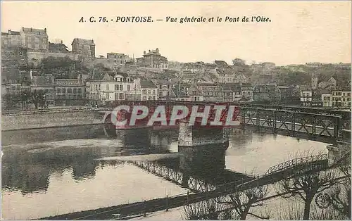Cartes postales Pontoise vue generale et le pont de l oise
