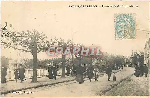 Ansichtskarte AK Enghien les bains promenade des bords du lac Velo Cycle