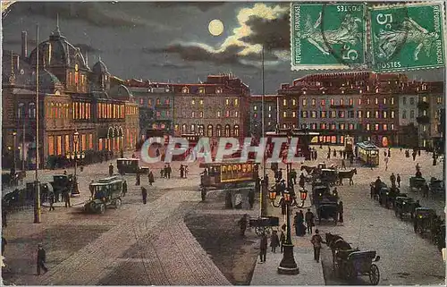 Ansichtskarte AK Nice la place massena effet de nuit Tramway