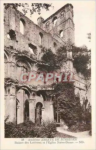 Cartes postales Ancienne abbaye de jumieges ruines des lateraux et l eglise notre dame