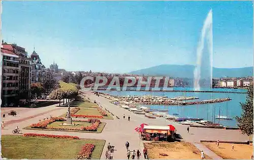 Moderne Karte Geneve le quai gustave ador et le jet d eau (120m)