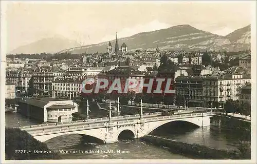 Moderne Karte Geneve vue sur la ville et le mt blanc