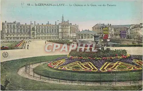 Cartes postales St Germain en Laye Le Chateau et la Gare vus du Parterre