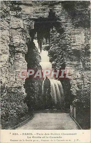 Cartes postales Paris Parc des Buttes Chaumont La Grotte et la Cascade Hauteur de la Grotte