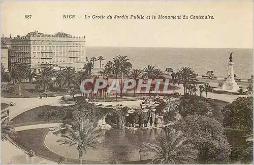 Cartes postales Nice La Grotte du Jardin Public et le Monument du Centenaire