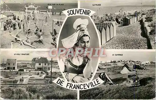 Moderne Karte Souvenir de Franceville Jeux sur la plage La plage LE golf miniature LE camping